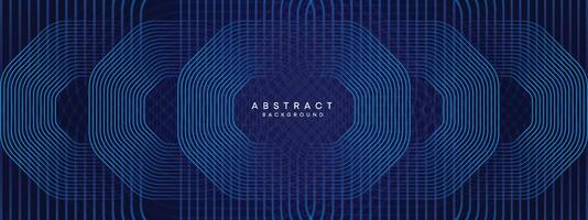 Abstract Dark Navy Blue Waving circles lines Technology Background. Modern gradient with glowing lines shiny geometric shape and diagonal, for brochure, cover, poster, banner, website, header vector