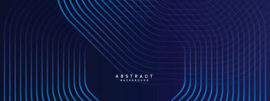 Abstract Dark Navy Blue Waving circles lines Technology Background. Modern gradient with glowing lines shiny geometric shape and diagonal, for brochure, cover, poster, banner, website, header vector