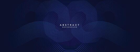 Abstract Dark Navy Blue Waving circles lines Technology Background. Modern gradient with glowing lines shiny geometric shape and diagonal, for brochure, cover, poster, banner, website, header vector
