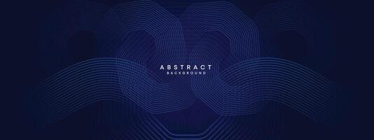 Abstract Dark Navy Blue Waving circles lines Technology Background. Modern gradient with glowing lines shiny geometric shape and diagonal, for brochure, cover, poster, banner, website, header vector