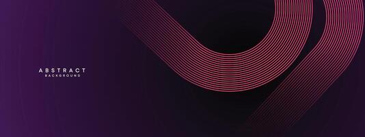 Abstract Dark Purple and Pink Waving circles lines Technology Background. gradient with glowing lines shiny geometric shape and diagonal, for brochure, cover, poster, banner, website, header vector