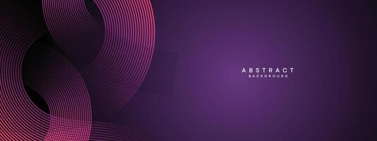 Abstract Dark Purple and Pink Waving circles lines Technology Background. gradient with glowing lines shiny geometric shape and diagonal, for brochure, cover, poster, banner, website, header vector