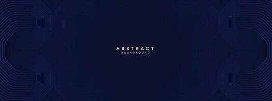 Abstract Dark Navy Blue Waving circles lines Technology Background. Modern gradient with glowing lines shiny geometric shape and diagonal, for brochure, cover, poster, banner, website, header vector