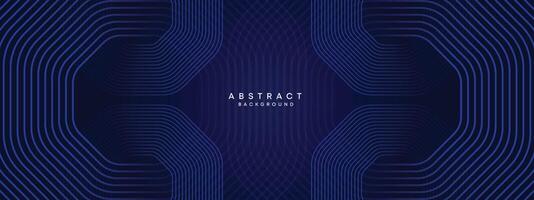 Abstract Dark Navy Blue Waving circles lines Technology Background. Modern gradient with glowing lines shiny geometric shape and diagonal, for brochure, cover, poster, banner, website, header vector