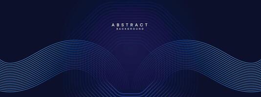 Abstract Dark Navy Blue Waving circles lines Technology Background. Modern gradient with glowing lines shiny geometric shape and diagonal, for brochure, cover, poster, banner, website, header vector