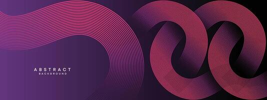 Abstract Dark Purple and Pink Waving circles lines Technology Background. gradient with glowing lines shiny geometric shape and diagonal, for brochure, cover, poster, banner, website, header vector