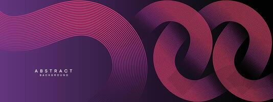 Abstract Dark Purple and Pink Waving circles lines Technology Background. gradient with glowing lines shiny geometric shape and diagonal, for brochure, cover, poster, banner, website, header vector