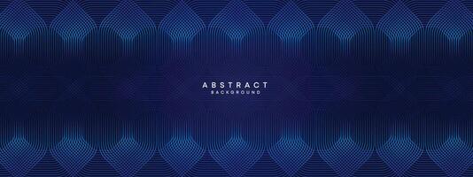 Abstract Dark Navy Blue Waving circles lines Technology Background. Modern gradient with glowing lines shiny geometric shape and diagonal, for brochure, cover, poster, banner, website, header vector