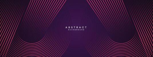 Abstract Dark Purple and Pink Waving circles lines Technology Background. gradient with glowing lines shiny geometric shape and diagonal, for brochure, cover, poster, banner, website, header vector