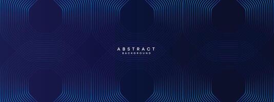 Abstract Dark Navy Blue Waving circles lines Technology Background. Modern gradient with glowing lines shiny geometric shape and diagonal, for brochure, cover, poster, banner, website, header vector