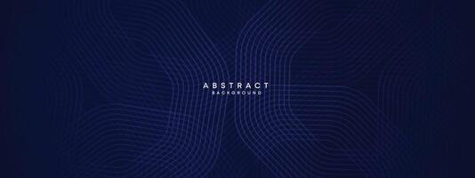 Abstract Dark Navy Blue Waving circles lines Technology Background. Modern gradient with glowing lines shiny geometric shape and diagonal, for brochure, cover, poster, banner, website, header vector