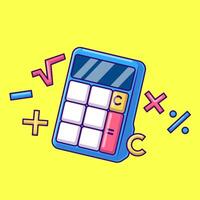 Calculator With Symbols Cartoon Vector Icons Illustration. Flat Cartoon Concept. Suitable for any creative project.