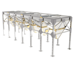 industrial funil fechar-se cena isolado em fundo. 3d Renderização - ilustração png