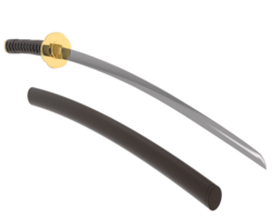 Japanese sword isolated on background. 3d rendering - illustration png