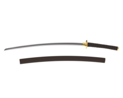 japonés espada aislado en antecedentes. 3d representación - ilustración png