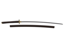 Japanese sword isolated on background. 3d rendering - illustration png