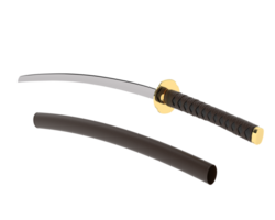 Japanese sword isolated on background. 3d rendering - illustration png