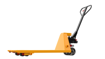 Yellow pallet jack isolated on background. 3d rendering - illustration png