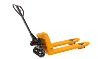 Yellow pallet jack isolated on background. 3d rendering - illustration png