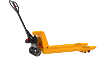 Yellow pallet jack isolated on background. 3d rendering - illustration png