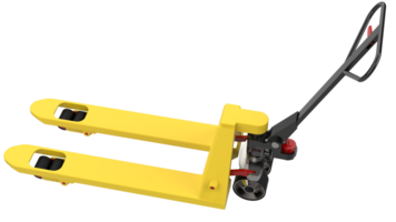 Yellow pallet jack isolated on background. 3d rendering - illustration png