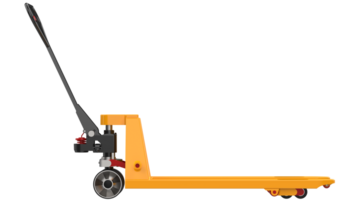 Yellow pallet jack isolated on background. 3d rendering - illustration png