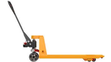 giallo pallet Jack isolato su sfondo. 3d interpretazione - illustrazione png