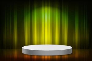 Abstract vibrant studio with circle podium. Design product template. 3d vector mockup