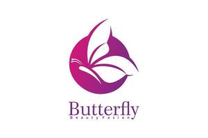 mariposa belleza logo diseño único concepto prima vector