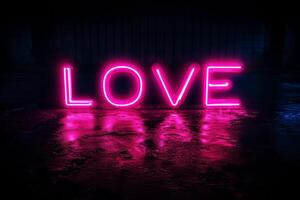 AI generated a neon sign with the word love spelled out of it .AI generative photo