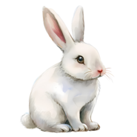AI generated Cute rabbit sitting watercolor illustration for Easter, AI generated. png