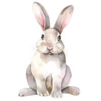 AI generated Cute rabbit sitting watercolor illustration for Easter, AI generated. png