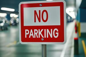 AI generated no park no parking sign red white illustration.ai generative photo