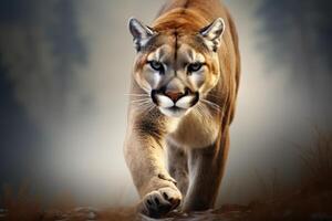 AI generated Close up of a puma isolated of natural background. generative ai photo