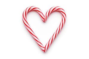 AI generated Candy Canes Forming Heart Shape on White Background - Generative AI photo