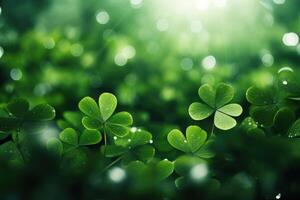 AI generated Happy St Patrick's Day Background Holiday Illustration. Green Saint Patrick .Generative AI photo