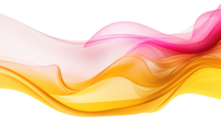 AI generated smoke wave in the colors of yellow, orange and pink on transparent background png