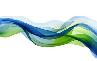 AI generated smoke wave in the colors of blue and green on transparent background png