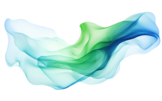 AI generated smoke wave in the colors of blue and green on transparent background png