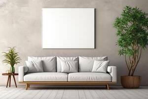 AI generated Canvas mockup modern living room generative ai photo