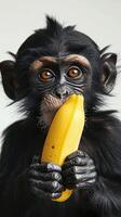 AI generated Portrait of a monkey hold a banana , Generate Ai photo