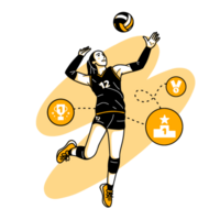 illustration of a volleyball player who became the winner in a competition png