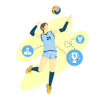 illustration of a volleyball player who became the winner in a competition png