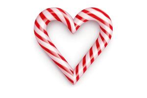 AI generated Candy Canes Forming Heart Shape on White Background - Generative AI photo