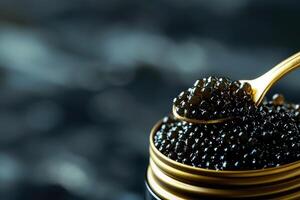 AI generated Black caviar in can, ai generative photo