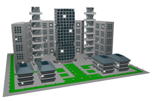 3D town city night gray png