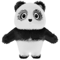 3d Urso panda pelúcia branco Preto png