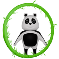 3d personaje panda oso hombre fuerte png