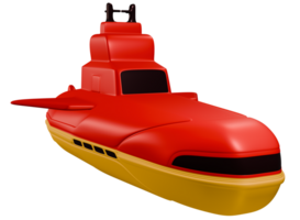 3d submarino amarillo rojo png