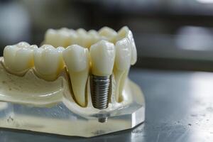 ai generado un modelo estructura de dientes con un implante. ai generativo foto